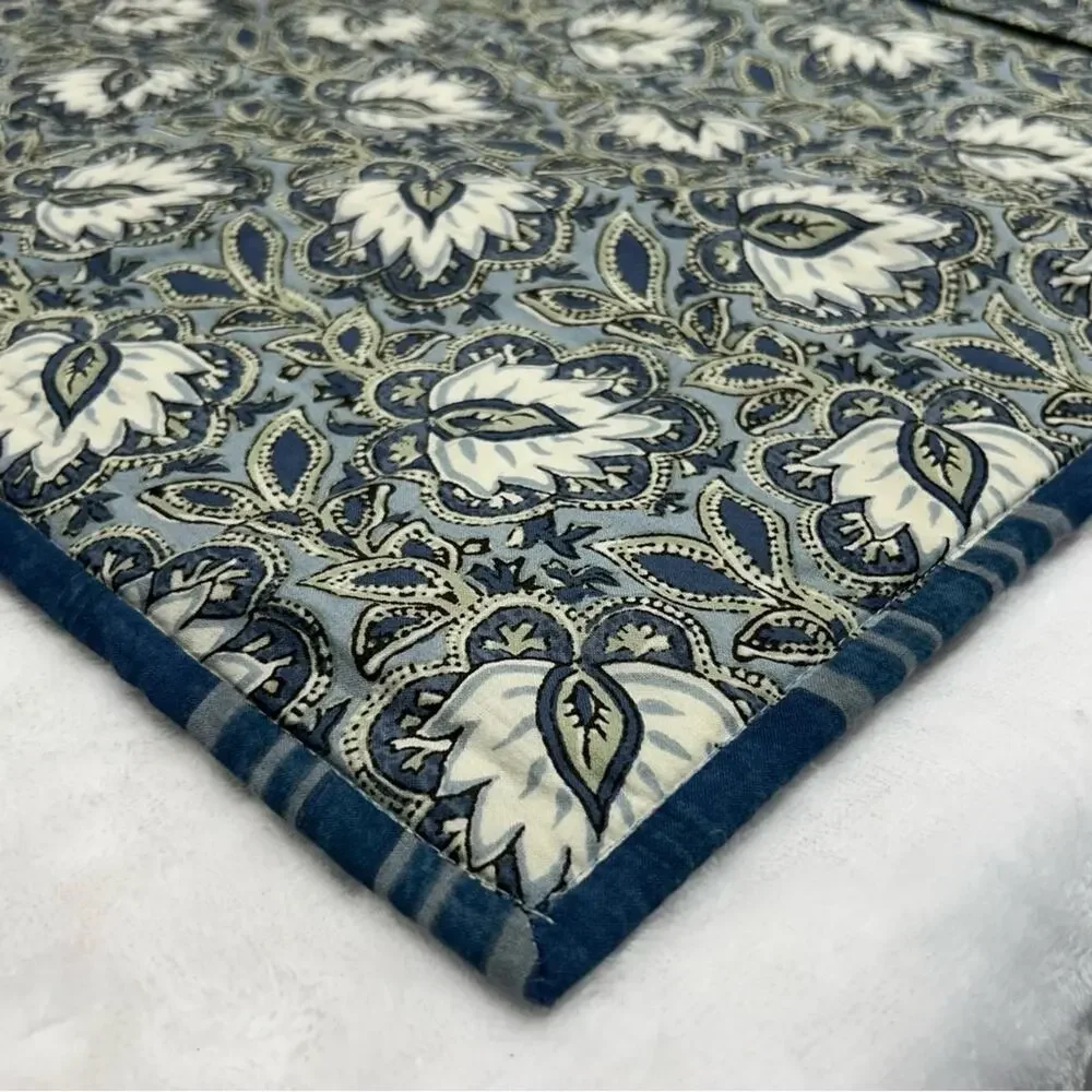 2 Pottery Barn Fiorella Floral Patchwork Quilted King Sz Pillow Sham Covers NEW